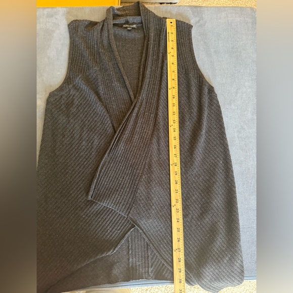 Eileen Fisher Womens Charcoal Grey Crepe Sweater Vest Cardigan SZ MD Textured - Picture 7 of 7